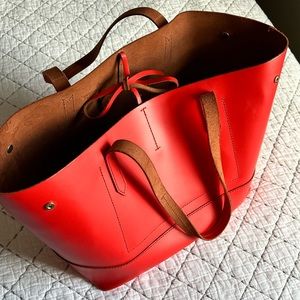 J. Crew Bags Red Uptown Leather Tote